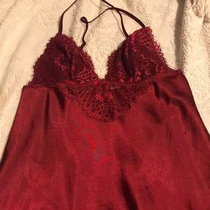 Red satin slip dress or nightgown